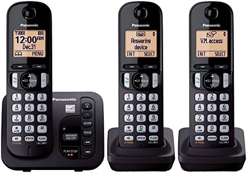 Panasonic KX-TGC253B DECT 6.0 טלפון קווי של 3 ידיים עם מכונת תשובה