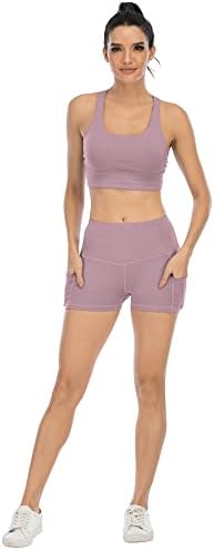 Chrleisure 4 חבילות מכנסי יוגה סטרץ 'עם כיסים לנשים, מכנסי שלל אימונים גבוהים במותניים גבוהים