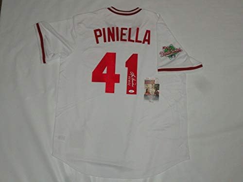 לו פיניאלה חתמה על סינסינטי אדומים 1990 סדרת העולם ג'רזי JSA COA מורשה - גופיות MLB עם חתימה