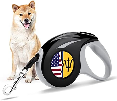 דגל אמריקאי וברבדוס רצועת רצועות מחמד של כלב נשלף 10 רגל עם הידית אנטי-החלקה דפוס חמוד לחיות מחמד קטנות