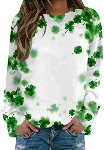 סנט פטריק יום חולצות לנשים עניבה לצבוע מצחיק צוות צוואר רופף בכושר חג אירי בסוודרים