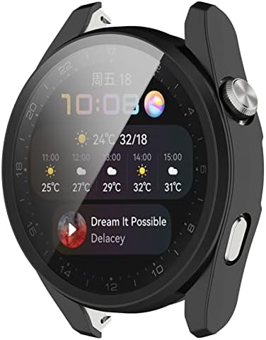 Awaduo Smartwatch כיסוי מלא כיסוי מחשב מגן על כיסוי מגן עם מגן מסך זכוכית מחוסמת תואם ל- Huawei Watch3 Pro