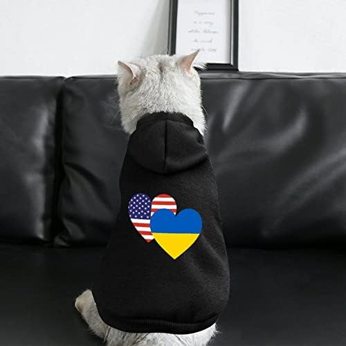 דגל לב אמריקאי אוקראיני דגל תלבושת לכלב אחד בגדים חליפת חיות מחמד עם אביזרי כובע לחיות מחמד לגור וחתול XS