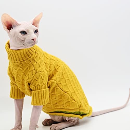 Sphynx בגדי חתול סרוגים רכים מתקדמים צוואר גבוה צוואר גבוה בחורף חורף בגדי חתול חסרי שיער Devon Cornish בגדי חתול