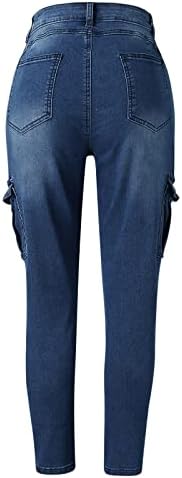 מכנסי ג'ינס רזים של נשים רזות אמצע המותניים מכנסיים רוכסן אתלטי פלוס ג'ינס בגודל עם מכנסי כיסים מכנסיים