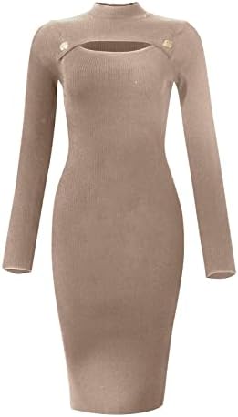 שמלת סוודר סקסית של נשים צלב צלב חצאית עטלף צוואר עם שמלת שמלת ירך צמר שמלת צווארון v סוודר שמלת צווארון midi