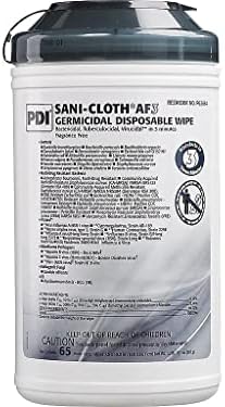 Sani Professional P63884 PDI SANI-Cloth AF3 חיטוי מגבונים, 65/חבילה, 6/קרטון