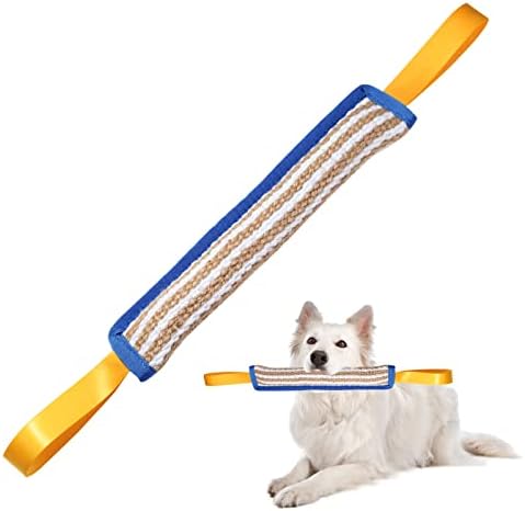 Haihuang כלב נשיכת נשיכה צעצוע 15x3.2 '' - צעצוע משיכה עמיד 2 ידיות רכות וחזקות - כרית עקיצת יוטה קשה בינוני לכלבים