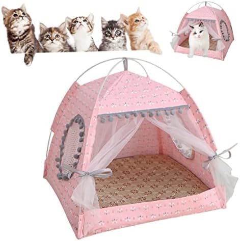 חתול נסיכת מקורה אוהל בית לחיות מחמד כלב חמוד פרחוני מערת קן מיטת נייד כלב אוהלי כלב בית מערת ורוד מ