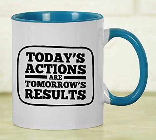 דיו היום של פעולות הם מחר של תוצאות השראה ציטוטים מתנה עבור עובד בוס עמיתים לעבודה 11 עוז קרמיקה קפה ספל-כחול-כמו