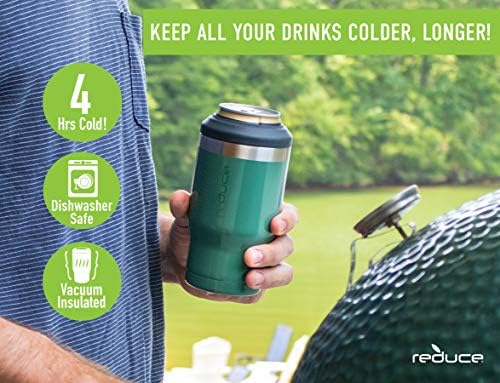 צמצם את Can Cooler - 4 -in -1 מפלדת אל חלד מחזיק פחית ובקבוקי בירה, 4 שעות קר - הקירור של המשקה עבור 12 פחיות