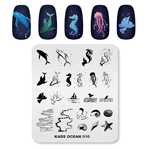 קאדס ביול צלחות נייל אמנות אוקיינוס סוסון ים מעטפת כוכב ים תבנית תמונה צלחת סטנסיל ציפורניים כלי