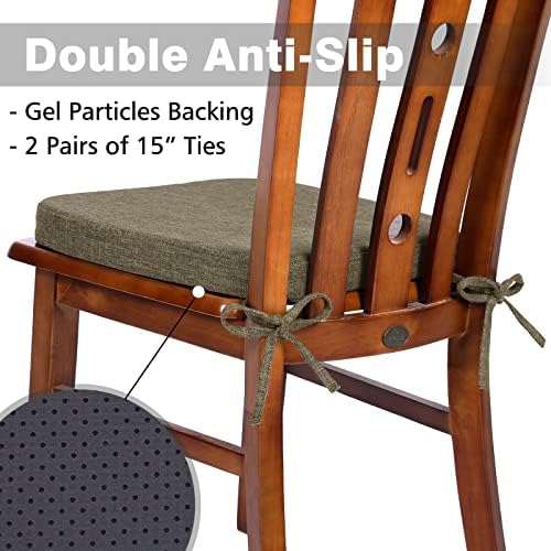 כריות כיסא אוכל שינווה סט של 4 כריות מושב קצף זיכרון עם קשרים מעובה החלקה רפידות כיסא מטבח בית חווה 16.5 על 16.25 אינץ