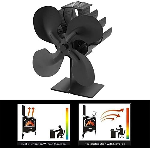 שחור אח 4 להבי חום מופעל תנור מאוורר יומן עץ צורב אקו אש שקט בית אח מאוורר יעיל חום הפצה