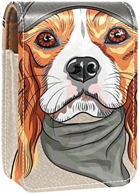 מצחיק קריקטורה כלב פנים עור איפור שפתון מקרה עם מראה מיני איפור תיק יומי מגע-עד