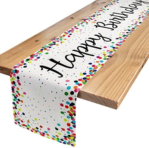 שולחן ליום הולדת שמח שולחן יום הולדת שמח שולחן שחור שולחן שולחן חוגג רץ שולחן מסיבת יום הולדת 108 אינץ ', שחור