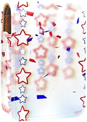 יום העצמאות 4 ביולי יום הדגל האמריקני (תיקון שפתון מחזיק תיק איפור נייד חמוד עם מראה לכיס ארנק לוקח עד 3 שפתון