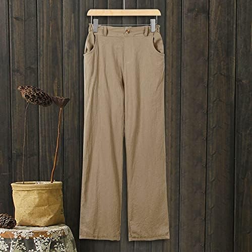 מכנסי רגל רחבים של Wocachi High מותניים לנשים, מכנסי שמלה קצוצים בקיץ מקצרים נמתחים על קפריס פשתן כותנה