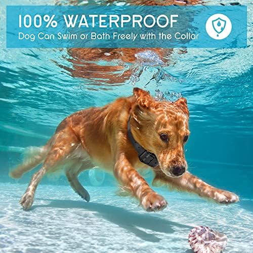 אימוני כלבים צווארון צווארון הלם כלבים עם צווארון מרחוק, אטום למים נטען למים צווארון אימונים חשמליים לכלבים