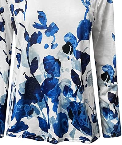 מקרית חולצות לנשים טרנדי פרחוני הדפסת חולצה צווארון עגול ארוך שרוולי חולצה 2023 קיץ רופף בגדים