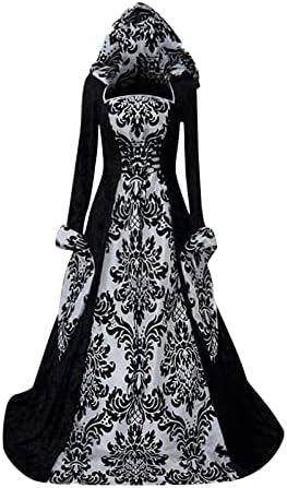 רנסנס שמלת נשים בציר מימי הביניים סלעית חצוצרת שרוול אלגנטי רצפת אורך מקסי ארוך שרוול שמלה