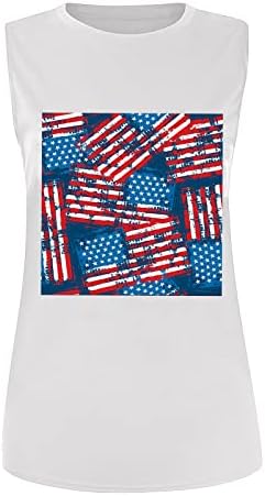 גופיות הדפסה של דגל אמריקאי לנשים ארהב כוכבים פסים מודפסים חולצת טריקו ללא שרוולים חולצות פטריוטיות קיץ