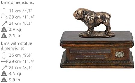 בולדוג, כד עבור כלב אפר זיכרון עם פסל, לחיות מחמד של שם וציטוט-ארטדוג אישית