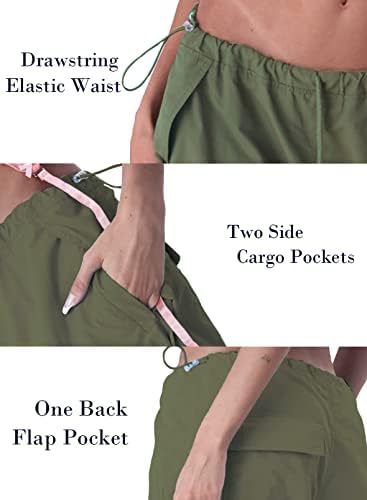 מכנסי מצנח לנשים Onirike משוררים מכנסי טרנינג מותניים אלסטיים רופפים מכנסי מטען רחבים y2k מכנסיים עם כיסים