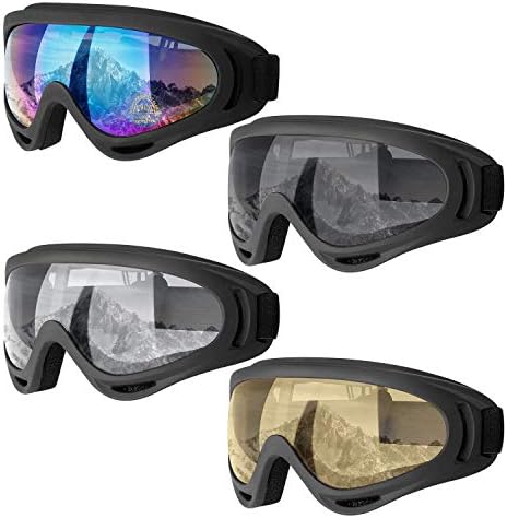 Dapaser 4 משקפי סקי חבילה, משקפי ספורט חורפי למבוגרים לילדים משקפי שלג