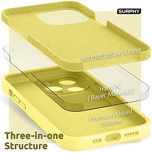 מארז סיליקון צהוב סורפי + 3 מארז מגן מסך לאייפון 13 פרו 6.1 אינץ
