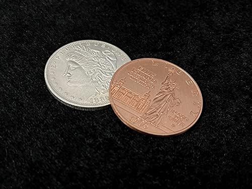 ZQION מקפץ מורגן עם מטבעות פגז מורחבים ופסל החירות מטבע קסם קסם טריקים מנטליזם מנטליזם מטבעות קסם מטבעות