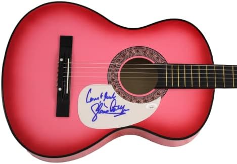 גלוריה אסטפן חתמה על חתימה בגודל מלא גיטרה אקוסטית ורודה עם ג 'יימס ספנס אימות ג' סא קואה - זמרת יפה, קונגה, חותכת