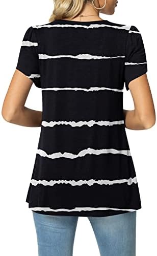 כותרת שרוולים חולצה לנשים כיכר צוואר פרחוני הדפסת טוניקת חולצות קיץ אלגנטי חולצות 2023 מקרית חולצות