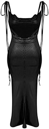 שמלות רשמיות של Nokmopo לנשים באופנה צבעונית המותניים המותניים סינון פיצול שמלת שרוול ארוך צווארון V