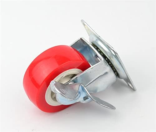 Koford אדום אדום 2 אינץ 'גלגל גלגלים עם בלם עשוי אילם פו, גלגל חובה קל לכיסא שולחן ארון בגדים חומרת ריהוט 2 יחידות