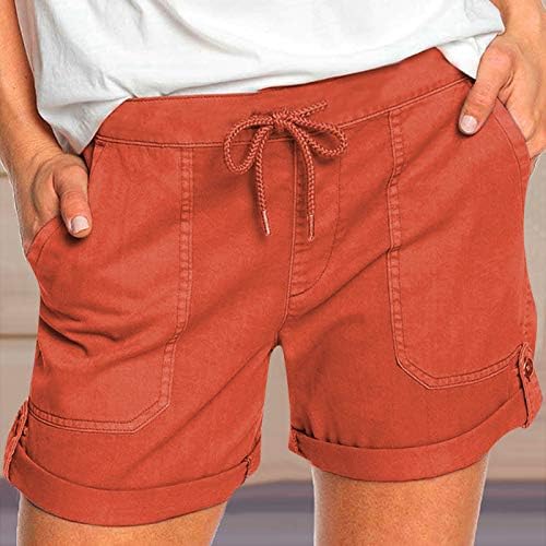 מכנסיים קצרים של Seintheson לנשים מטיילים בהליכה בכיס אתלטי מכה מכנסיים קצרים מוצקים צבעים צבעים מותניים מכנסיים