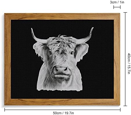 ערכות ציור יהלומי פרה היילנד מצחיקים מסגרת תמונה 5D DIY מקדחה מלאה ריינסטון אמנויות עיצוב קיר למבוגרים עץ צהוב 50
