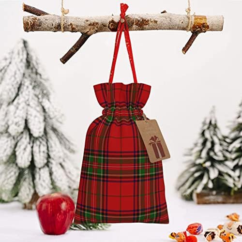 שרוכי חג המולד מתנת שקיות אדום-סקוטי-דפוס מציג גלישת שקיות חג המולד מתנת גלישת שקי שקיות בינוני