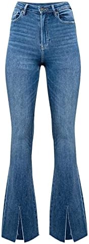 Miashui Plus Size מכנסי נשים נשים מותניים גבוהות מכנסי כפתור שטופים מכנסיים רזים מכנסיים מתרחבים ג'ין רומפרס