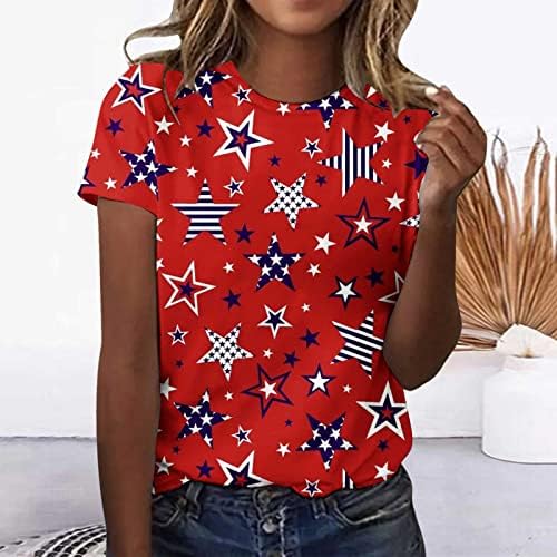 נשים אמריקאי דגל חולצה קצר שרוול 4 יולי ארהב דגל חולצות קיץ רופף פטריוטי חידוש טי חולצות חולצה