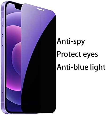 3 חבילה אנטי-כחול פרטיות מזג זכוכית חליפת לאייפון 12 / אייפון 12 פרו אנטי-מרגלים מסך מגן אנטי-מציץ סרט 9 שעות
