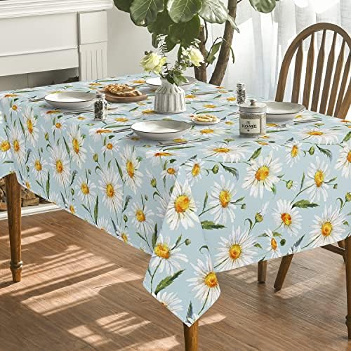 מפת שולחן קיץ אביבית יומית בגודל 60 על 84 אינץ', כיסוי שולחן פרחוני פורח לחג הפסחא לקישוט ארוחת ערב פיקניק