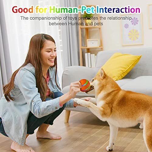 צעצועי כלבים אינטראקטיביים אינטראקטיביים לשעמום וגירוי עם נורות LED שלט רחוק, כדור אוטומטי הנעה עצמית כדור גלגול פעיל