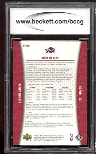 2003-04 UD MVP SportsNut Fantasy N90 לברון ג'יימס טירון כרטיס BGS BCCG 10 MINT+