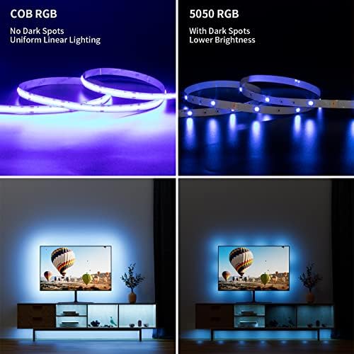 Pautix RGB COB LED Strip Light 16.4ft/5M, UL רשום 24 וולט רצועות אור עם רצועות אור עם 840 מדדיות/M אורות קלטת גמישות צבעוניות,