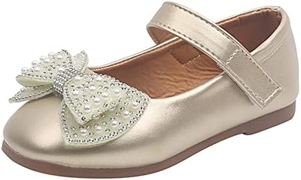 פעוט פרח ילדה נעלי מרי ג ' יין שטוח נעליים מזדמנים להחליק על קשת פניני בלט שטוח מסיבת בית ספר נעליים