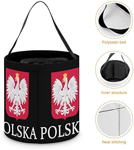 דגל פולסקה פולסקה פטריוטי טריק ליל כל הקדושים או התייחס לשקית דלי ממתקים לשימוש חוזר עם ידית למתנות מסיבות