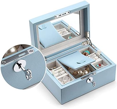מארגן תכשיטים קופסא קופסת תכשיטים עם מנעול קופסאות עגילי תכשיטים כפול