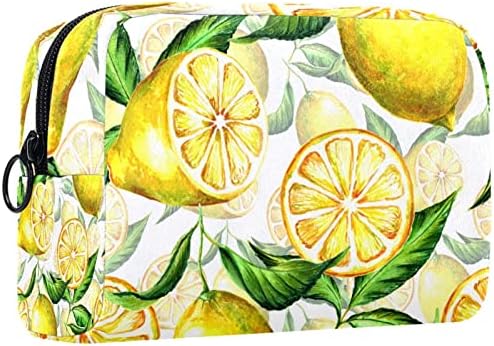תיקי קוסמטיקה של Tbouobt תיקי איפור לנשים, שקיות טיול איפור קטנות, לימון צהוב לימון וינטג 'מודרני