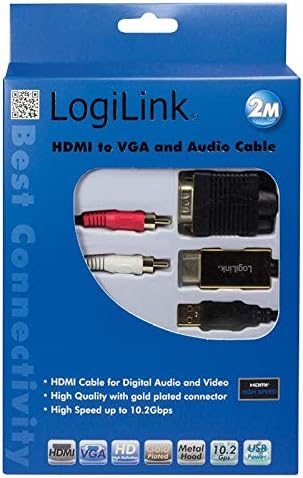 Logilink CV0052A HDMI ל- VGA עם כבל שמע, אורך 2 מטר